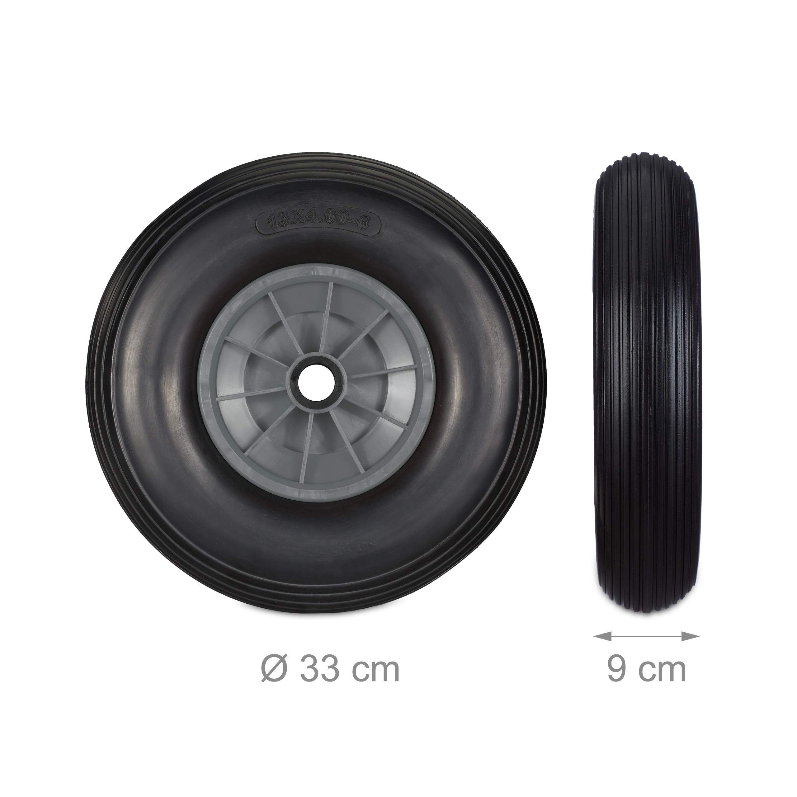 Roues De Brouette Increvables - Lot De 2 - 3.00-4 - Caoutchouc PU - Pour Axe 25mm - Charge 120kg
