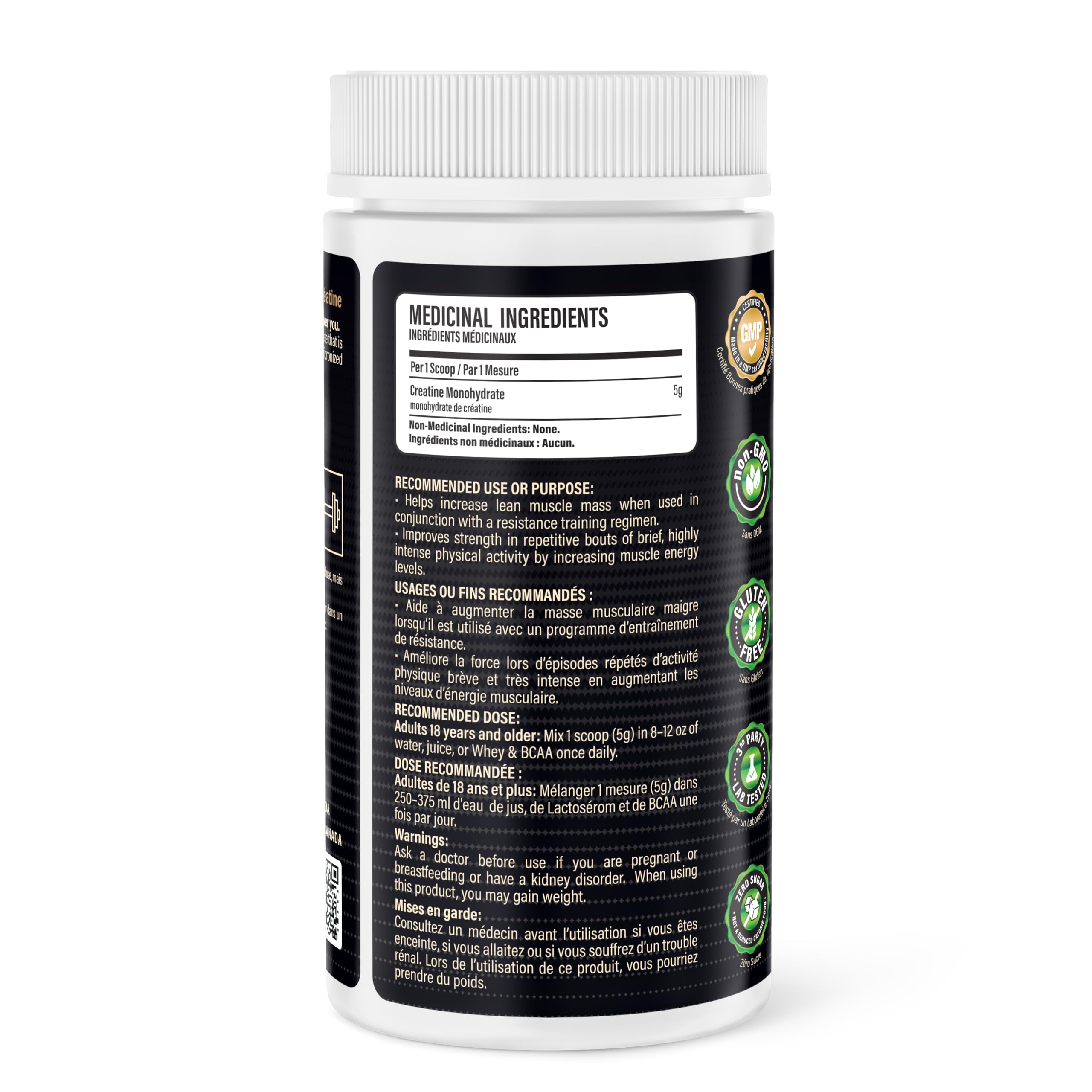 Creatine Monohydrate Powder 100 Servings, Canada-Made, Micronized Powder, Muscle Growth, Unflavored, Ideal for Athletes & Fitness Enthusiasts, Third Party lab Tested, Vegan, 500 g — Amazon image 2