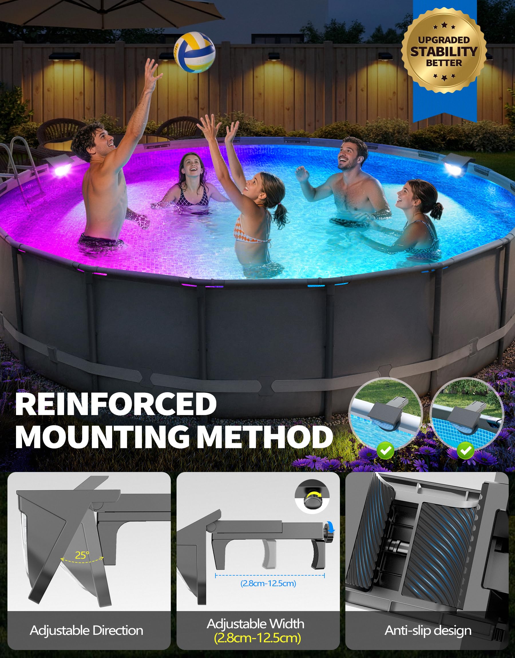 DeeprBetter 2026 Aggiornato Luci Piscina Fuori Terra Solari, Luce Piscina RGB Colori Cambiamento, IP68 Impermeabile Luci LED Piscinas con 10 Modalità di Illuminazione, Lampade per Piscinas - 2PCS