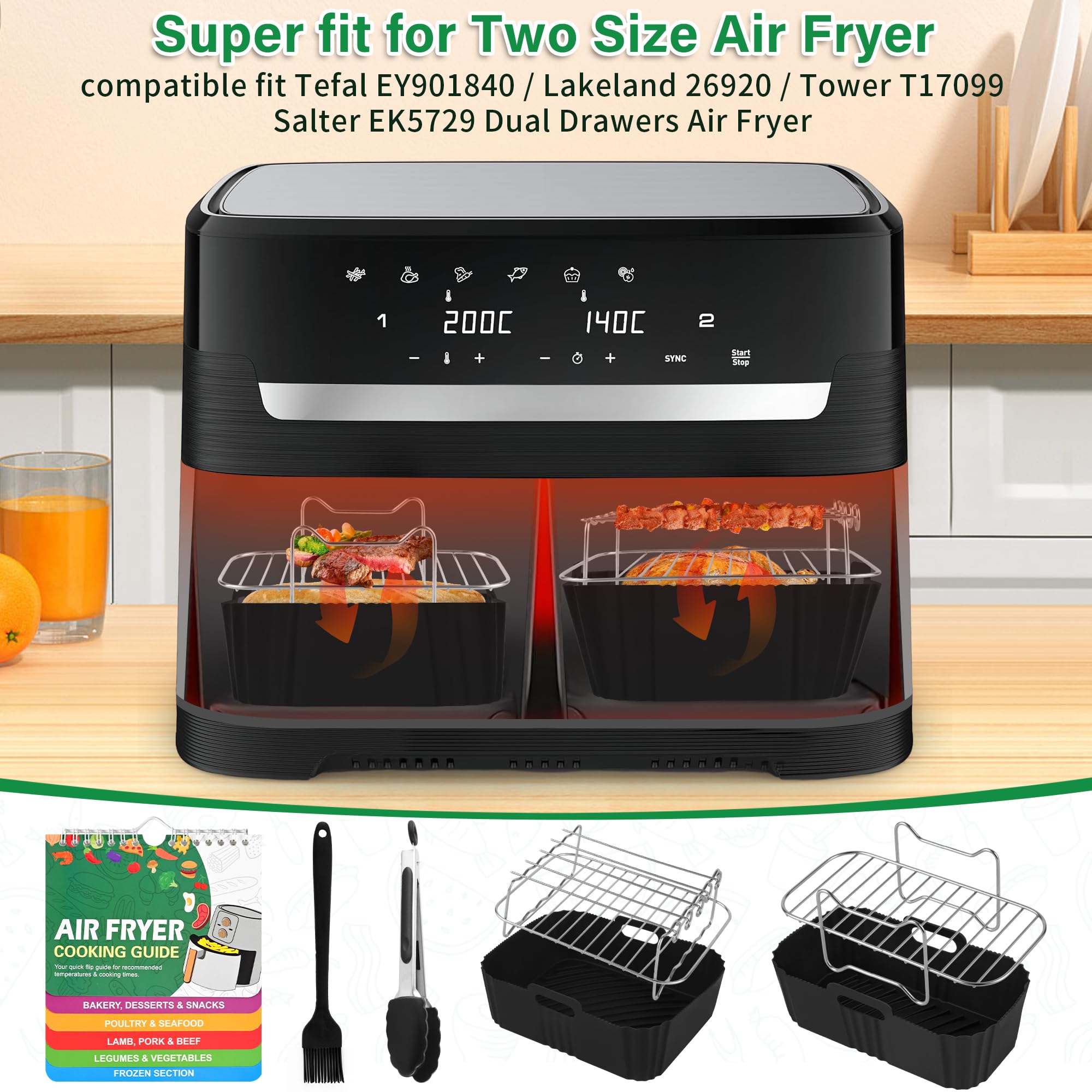 Accessori Friggitrice ad Aria in Silicone per Tefal Easy EY901840, 2