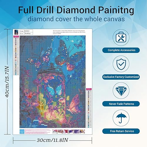 Miniatura 2 de FILASLFT Kits de pintura de diamantes para adultos, pintura de diamantes de mariposa, arte de diamantes de bricolaje, arte y manualidades para
