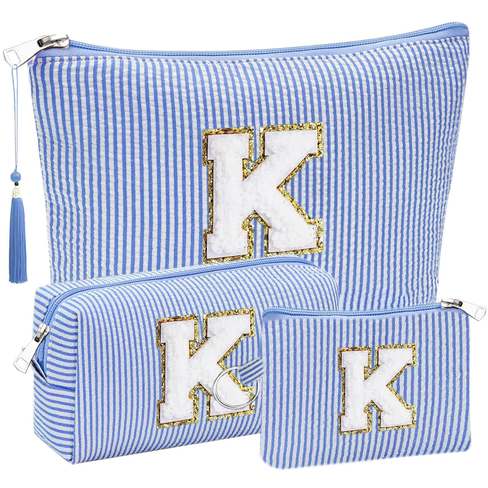 Initial Gifts Travel Cosmetic Makeup Pouch Bags Sets for Purse, 3pcs Stoney Clover Dupes Pouch Makeup Bag, Personalized Cosmetic Bags Set for Women,
