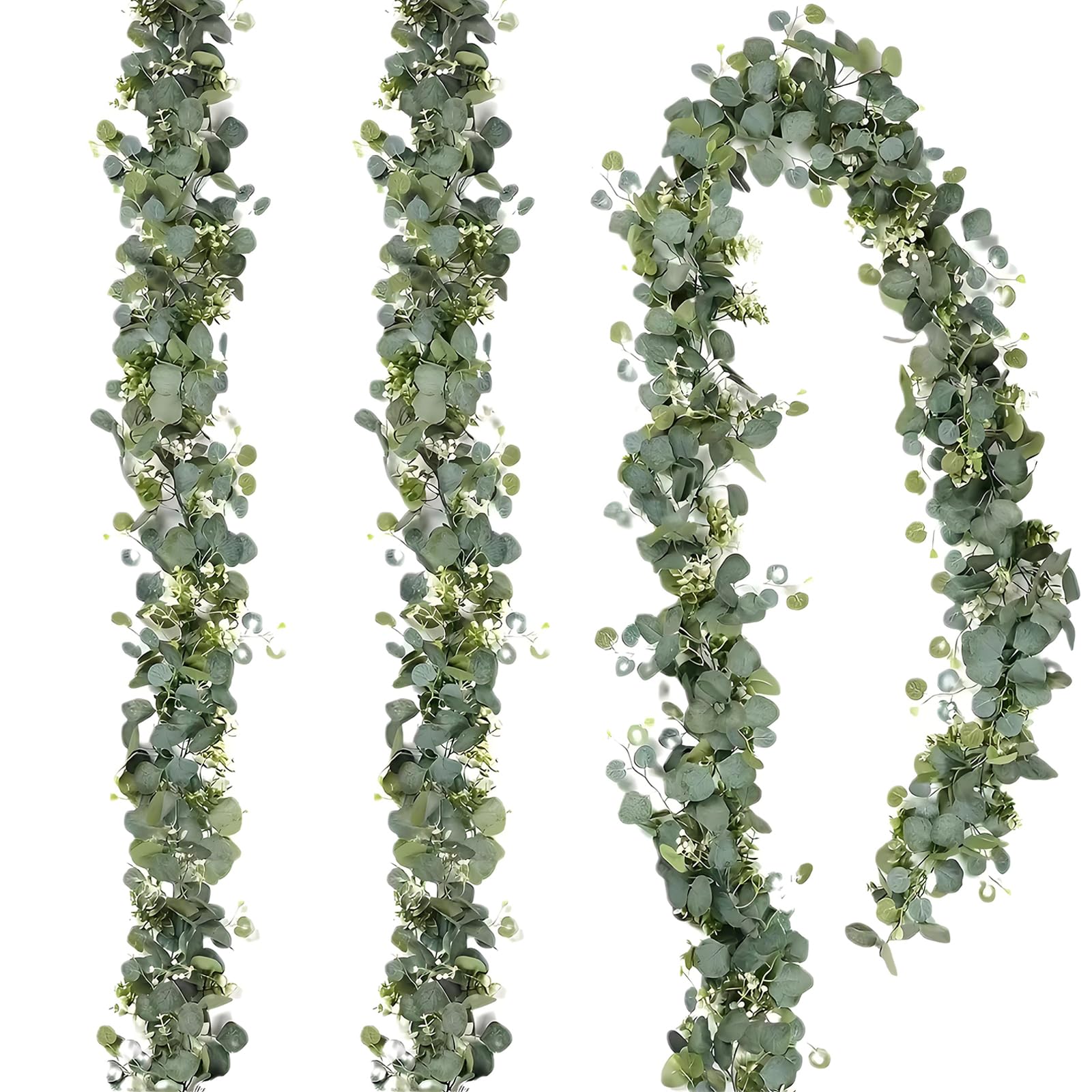 Vrexziy 3Pcs 180cm Artificial Eucalyptus Garland, Greenery Garland Artificial Eucalyptus Leaves, Hanging Plants Vines for Wedding Party Bedroom Home Decoration