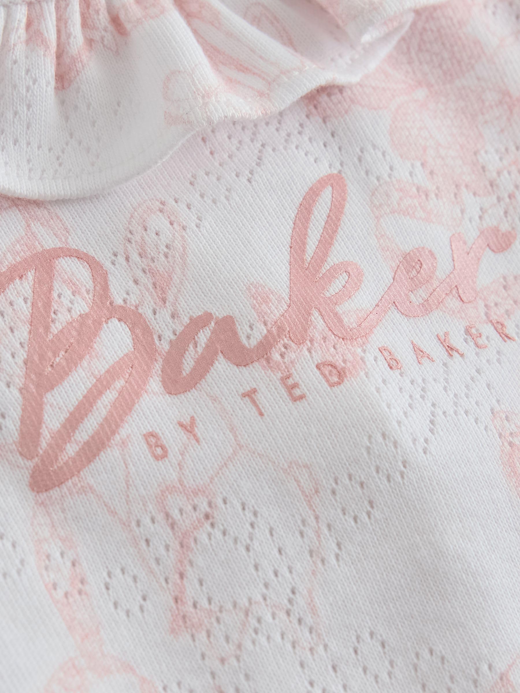 Noworodki dziewczynki Zestaw 2 biało-różowych ażurowych body Baker by Ted Baker