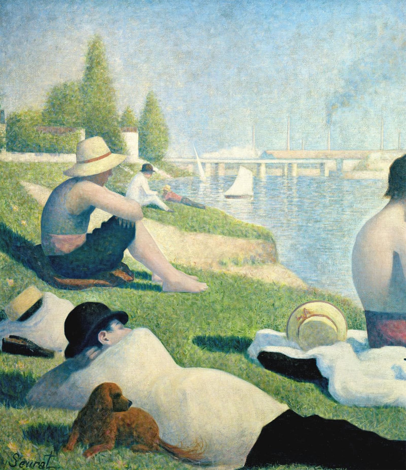 SERENDIPITP Vintage Picture Print on Canvas Wall Art Poster Bathers At Asnieres by Georges Seurat Artwork Print Poster for Wall Decor 60x90cm
