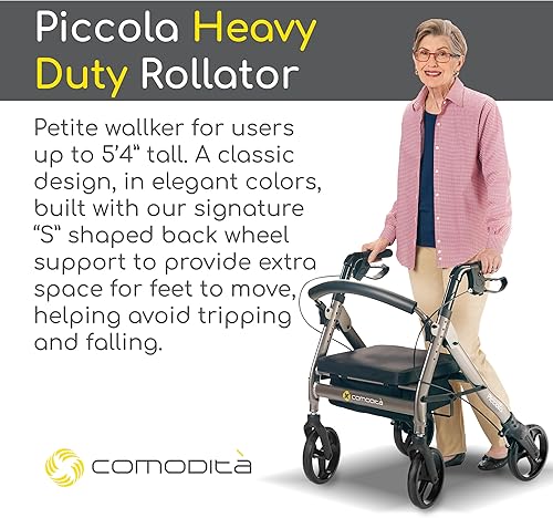 Miniatura 2 de Comodità Piccola (Petite) - Andador resistente con asiento, andador con ruedas para adultos y personas mayores de hasta 5 pies 4 pulgadas de alto,