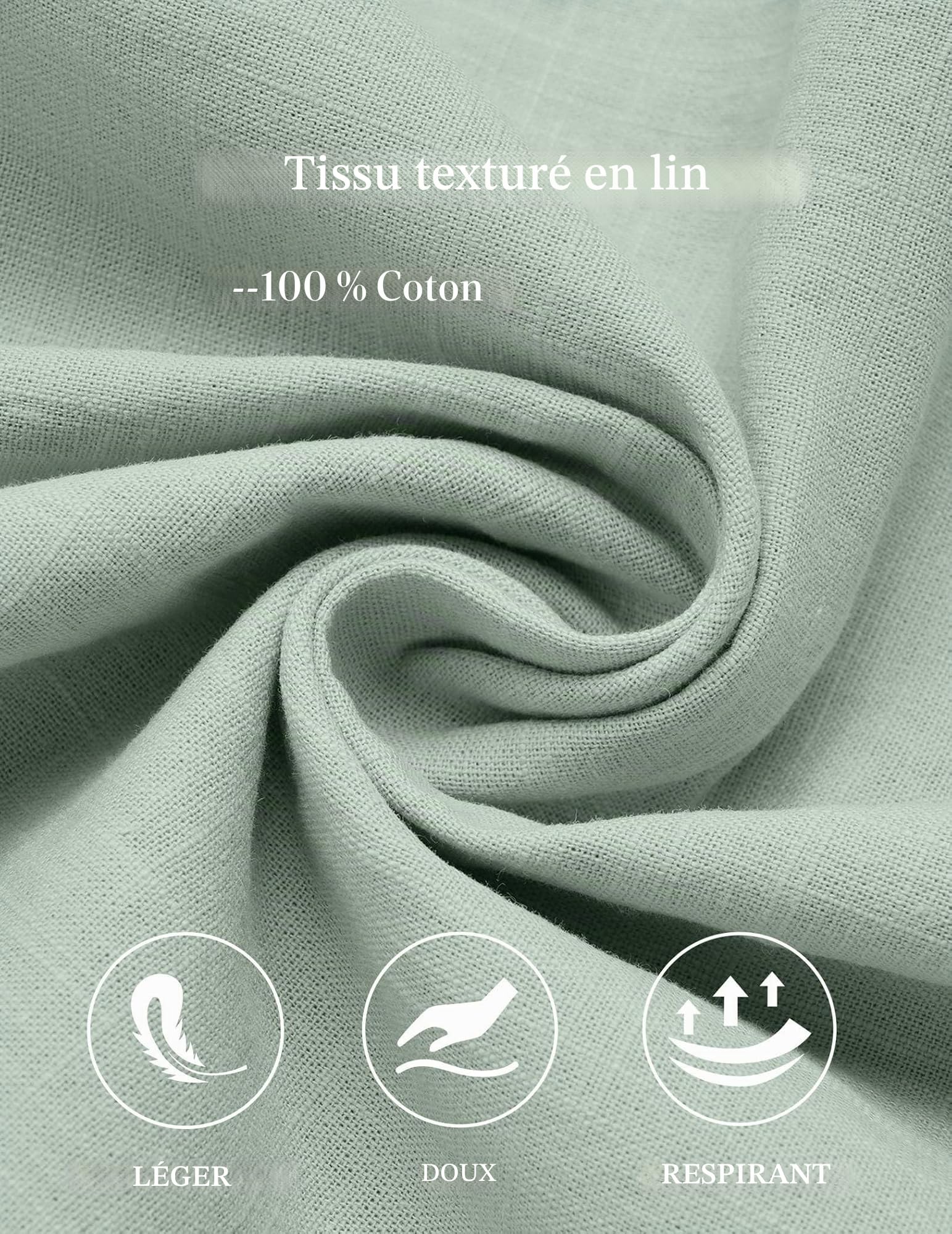 COOFANDY Chemise Homme Manches Courtes en Coton Été Coupe Régulière Chemises Décontractées avec Poches