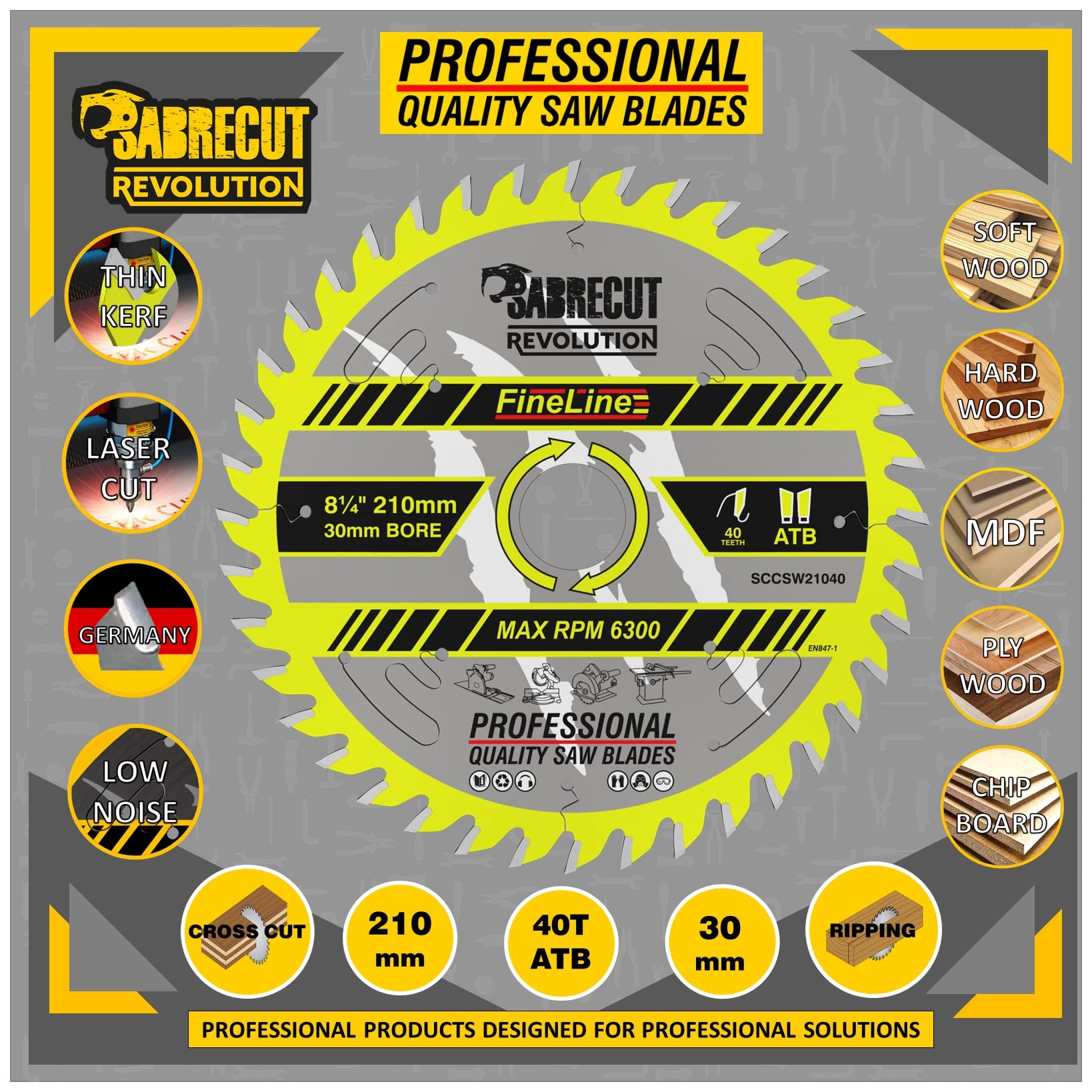 SabreCut 2pcs SCCSW210K1 210mm 40T 80T 30mm Eje Disco sierra circular TCT | Puntas de carburo alemanas ofrecen corte preciso, menos roturas y larga vida útil