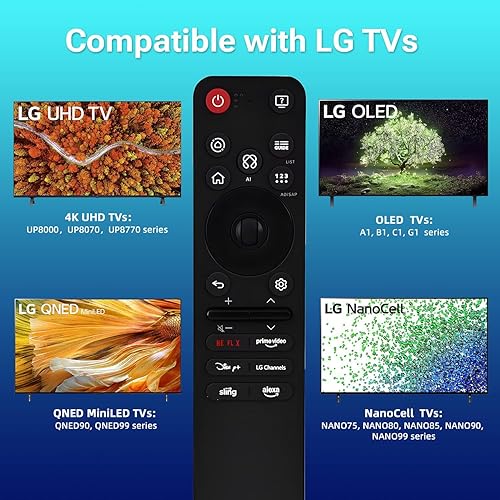 Miniatura 2 de Compatible con LG MR25GA Magic Remote para televisores 2025, control de voz y puntero AI, funciona con compatible con LG OLED, QNED, UHD, LED, LCD