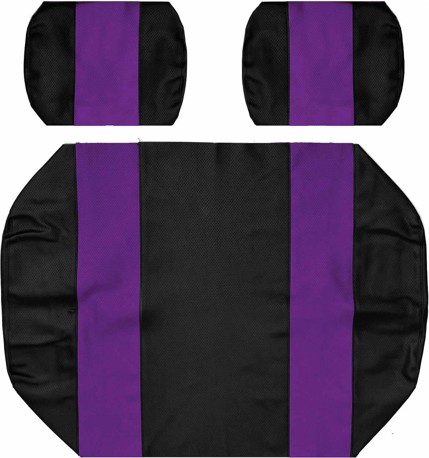 Seat Cover Replacement for Yamaha G-16/G-22 Golf Cart - Front Bench Seat - Premium Marine Vinyl - 5 Panel Stitching - Staple On Installation - Two-Tone Golf Cart Seat Covers (Black & Purple)