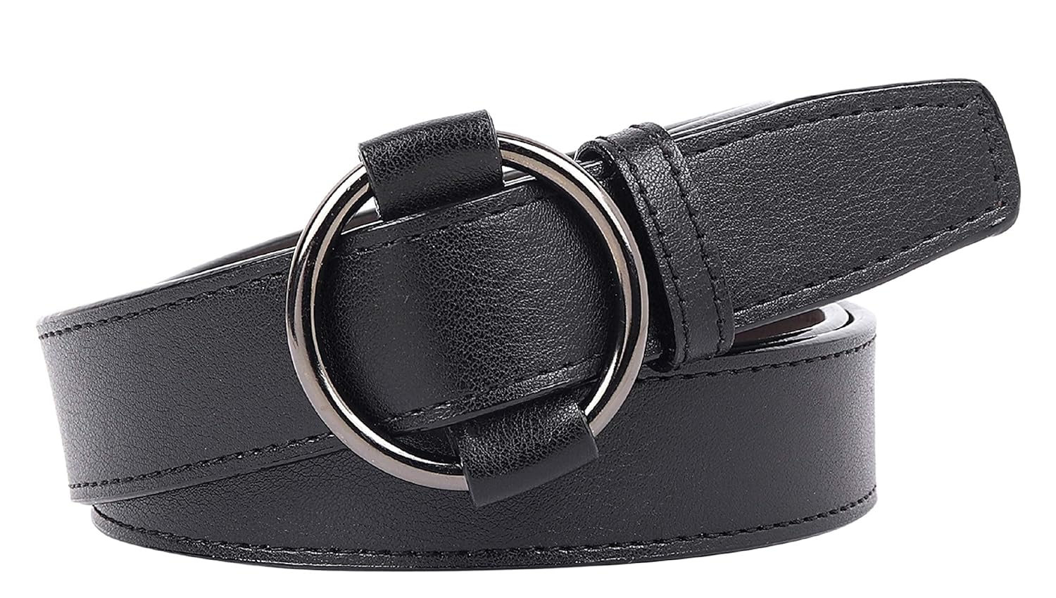 Buy Zacharias Women's Faux Leather Belt (ROUNDBUCKLEBELTBLACKB