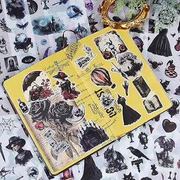 DAPUTOU 550PCS Vintage Scrapbook Stickers Books 24Sheets Vintage Butterfly Garden Flowers Gothic Stickers Kit for Scrapbooking Supplies Aesthetic Junk Journal Journaling Craft Halloween