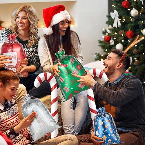 Miniatura 5 de Senteria Bolsas de regalo de Navidad, 42 bolsas de regalo con cordón, bolsas de Navidad con cordón para envolver regalos de Navidad con lazos y