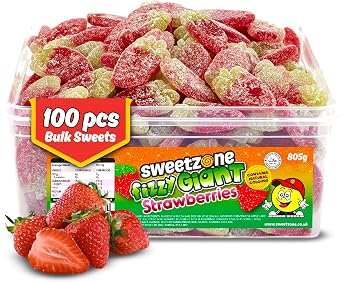 Sweetzone Fizzy Giant Strawberries 800g 100pcs
