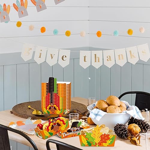 Miniatura 3 de Bandejas de comida de Acción de Gracias, suministros para fiestas, 24 cuencos de pavo para cena de Acción de Gracias, decoración de fiesta de otoño
