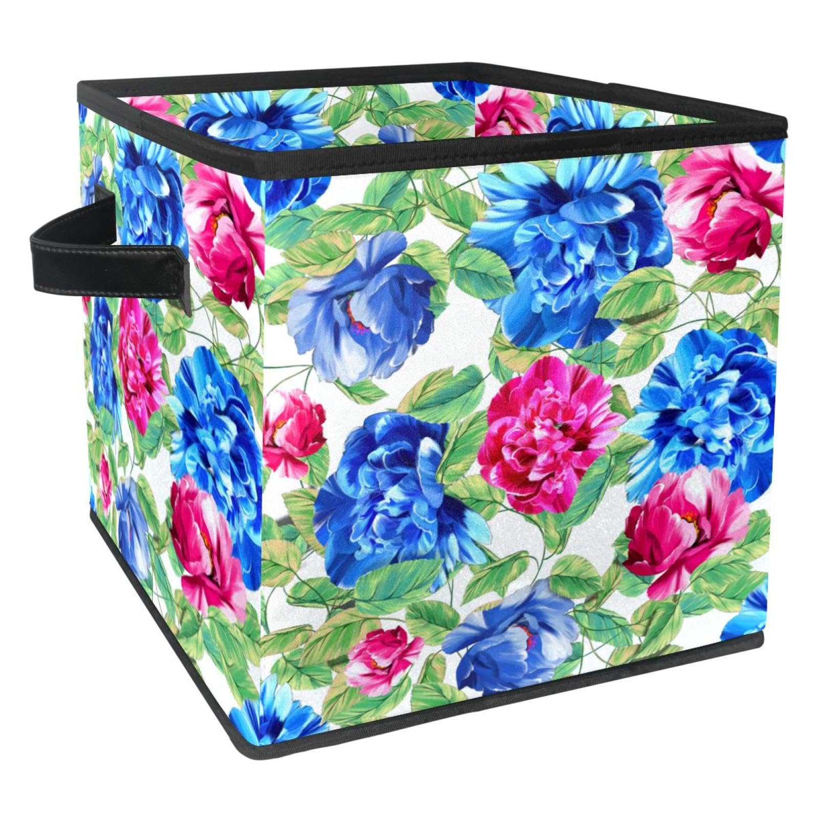 Panier de rangement pliable à poignées pour organiser vos placards - Motifs floraux colorés