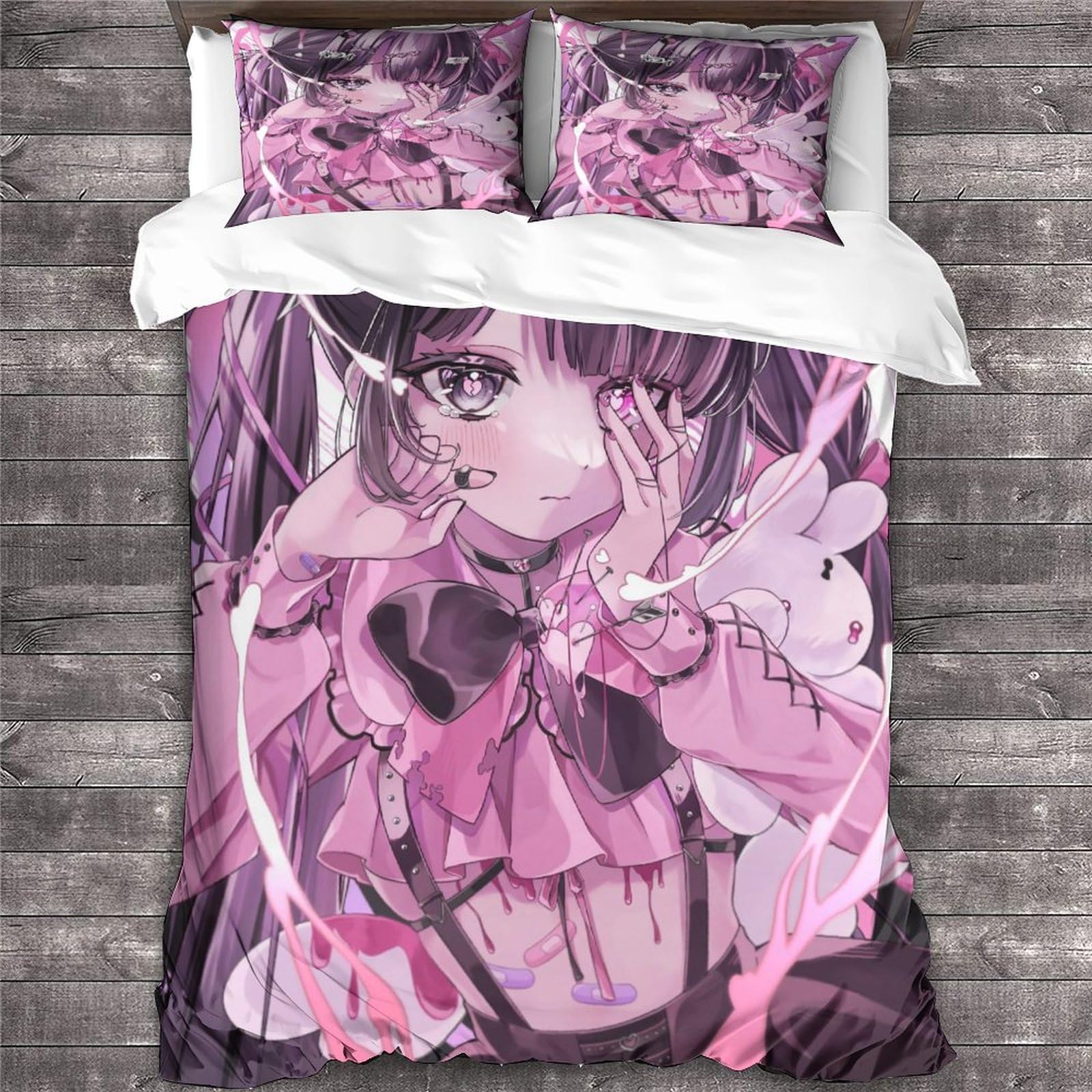 YTPONBCSTUG Anime Girl Duvet Cover Set,manga Bedding Comforter Cover 3D Quilt Cover Manga Decor Double（200x200cm）