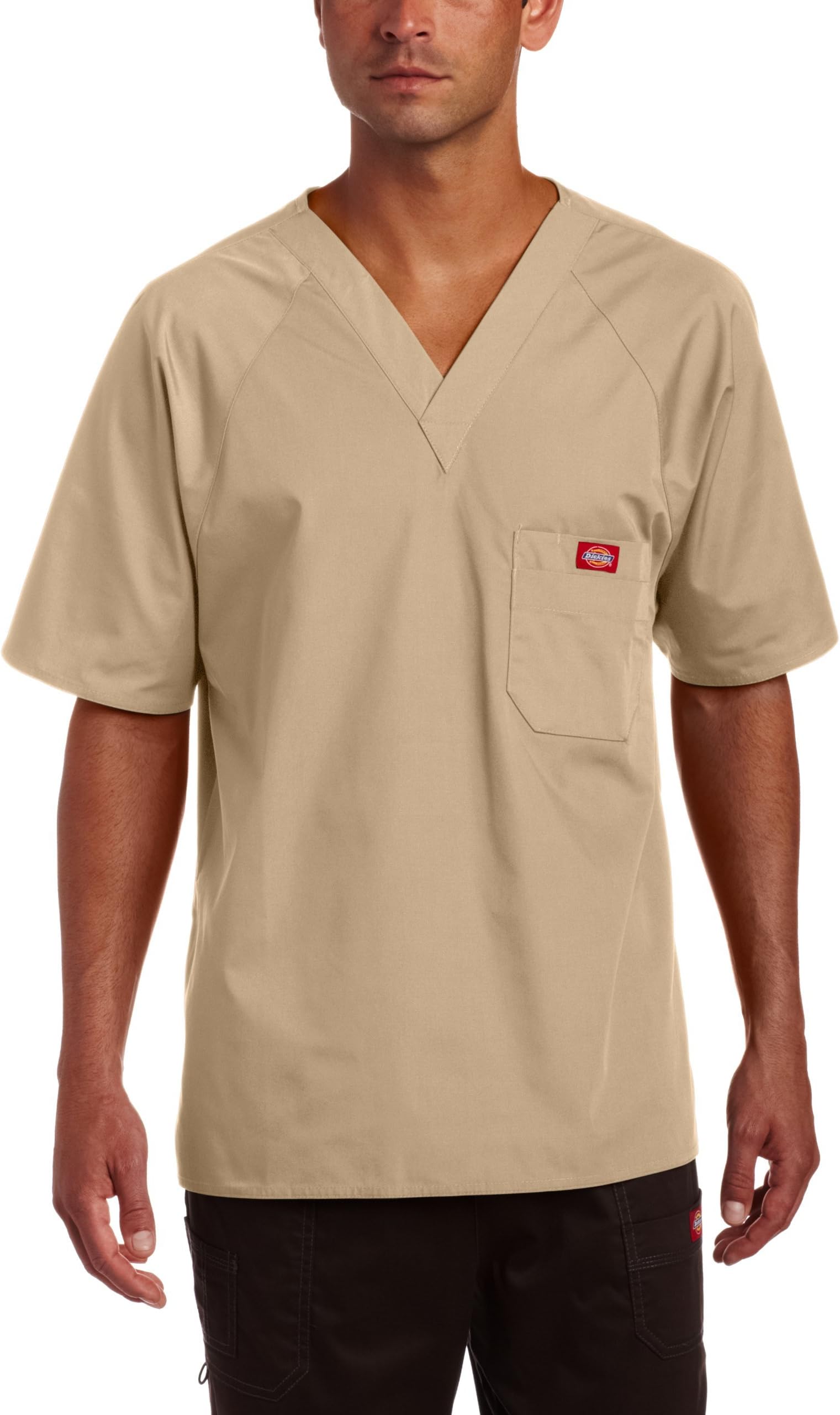 Dickies Mens Raglan Sleeve Two-Tone Solid Scrub Top