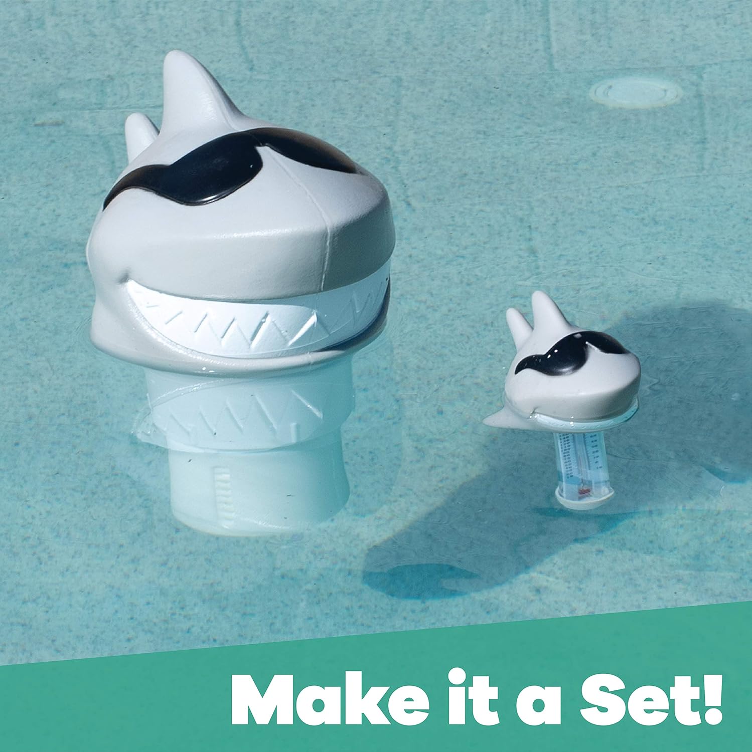 GAME Solar Light-Up Floating Pool Chlorine Dispenser – Shark Design, Adjustable Control Ring, Holds Up to 5 x 3” Chlorine Tablets, For Above-Ground & In-Ground Pools