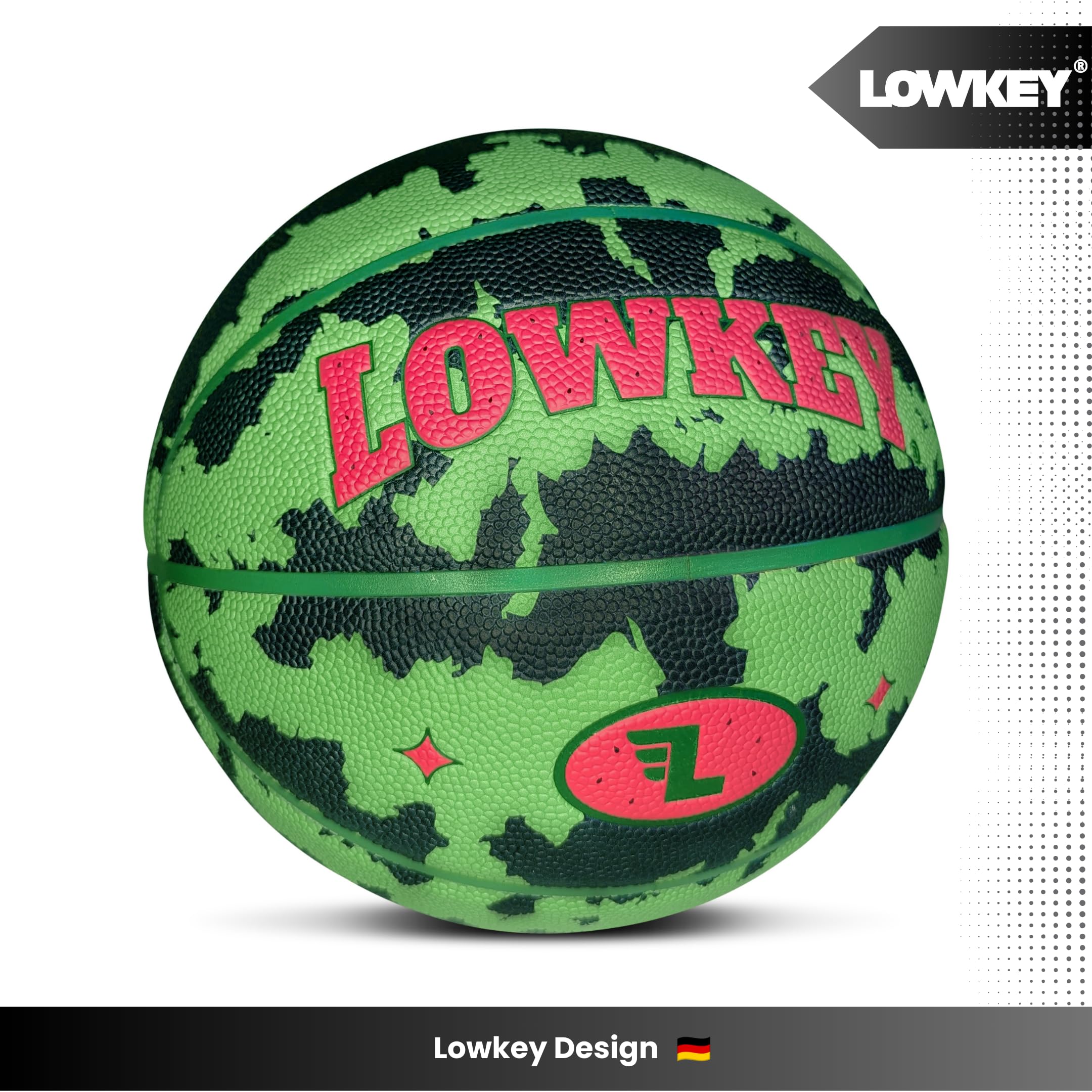 Lowkey Basketball Indoor & Outdoor Größe 7 | Design Basketball | Anti-Rutsch Beschichtung & Erstklassiger Grip Ball im Melon & Moon & Ice Pop Design