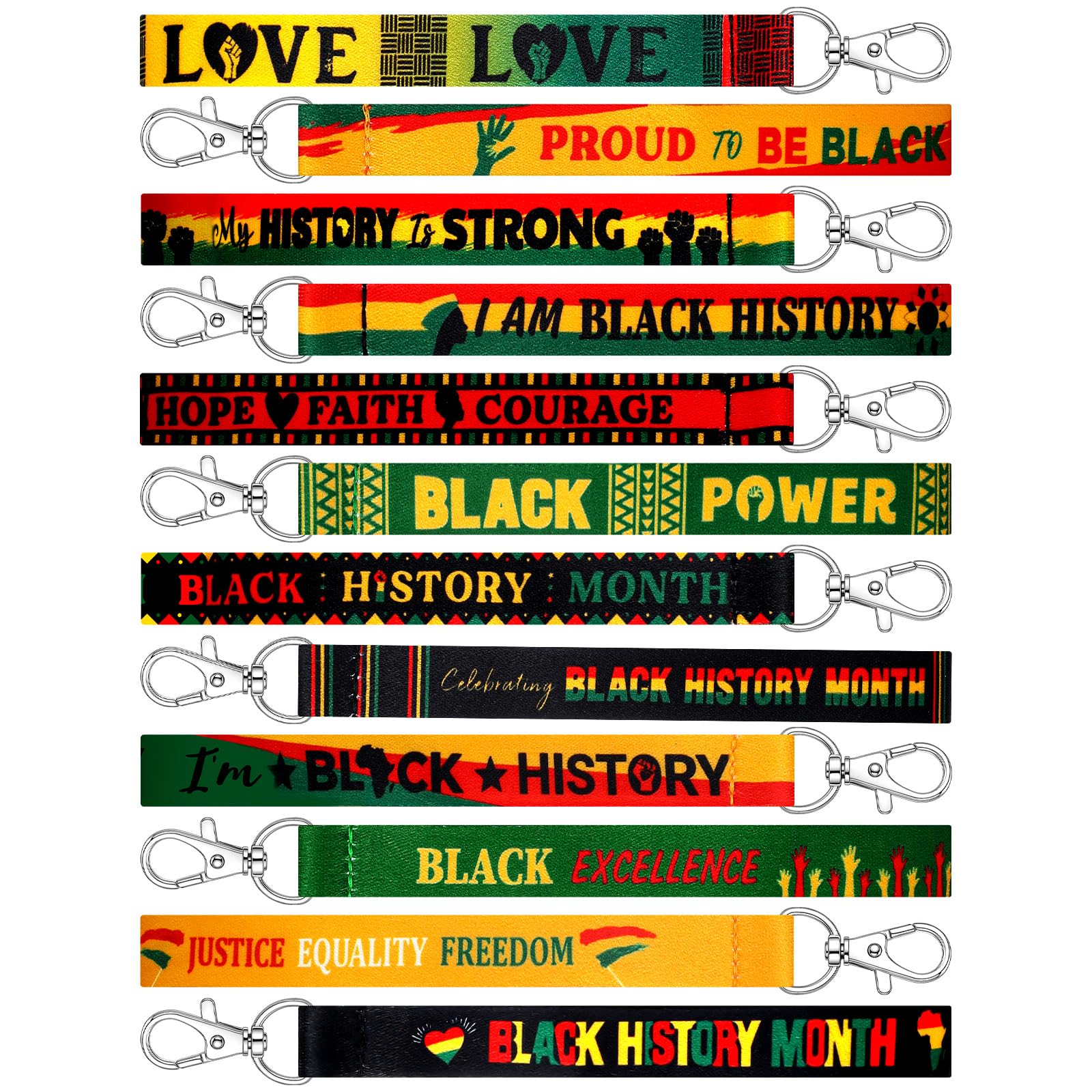 Norme 120 Pcs Black History Month Lanyard Keychains Gifts Bulk Key Chain Gifts for Black History Month Party Supplies Festival Celebration Decoration Goodie Bag Stuffers Fillers