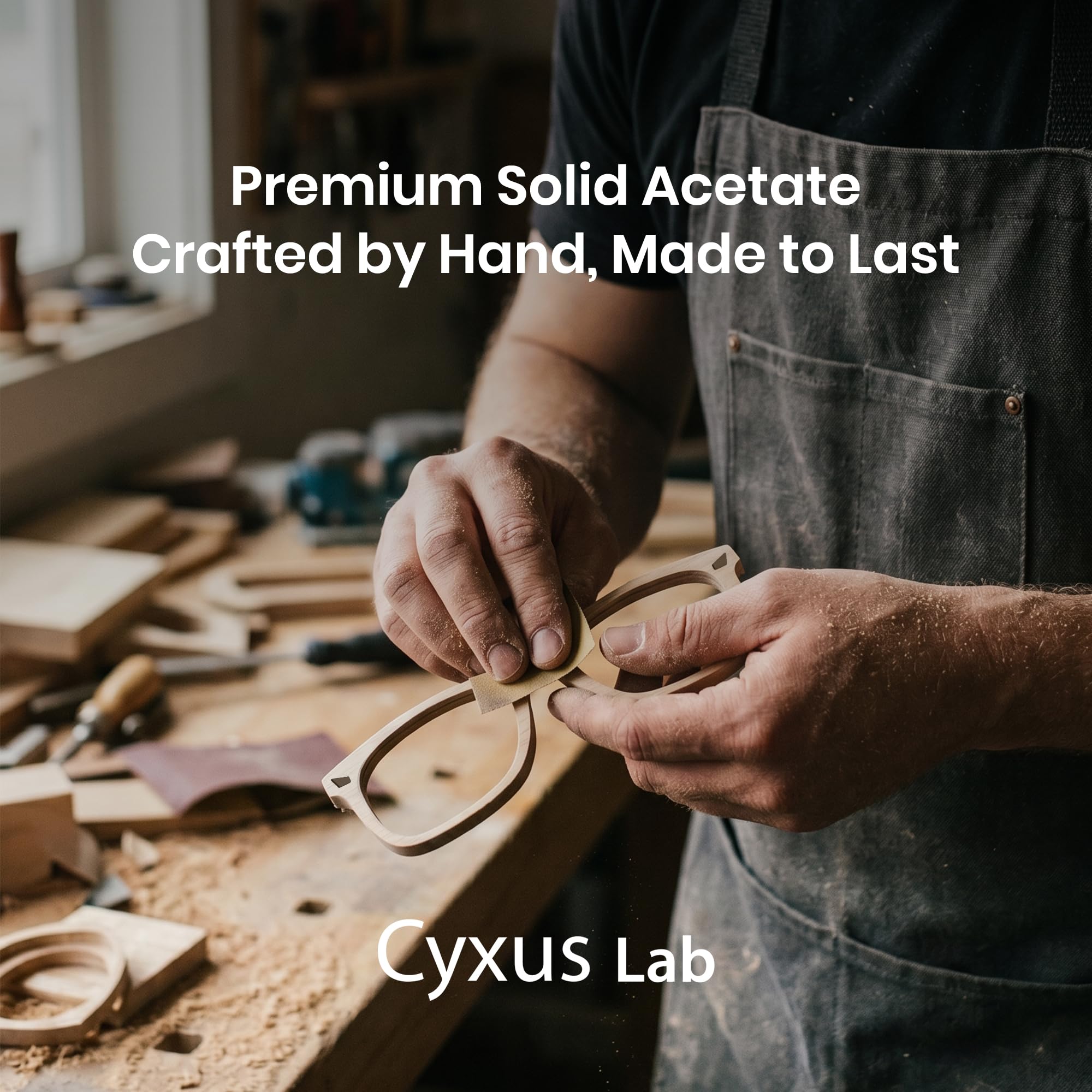 Cyxus Acetato Gafas de Luz Azul Hombre Mujere Montura Cuadrado A8082T01 | Reduce La Fatiga Visual,Protección UV,Estilo Retro, Ideal para el Trabajo de Oficina y La Vida Cotidiana