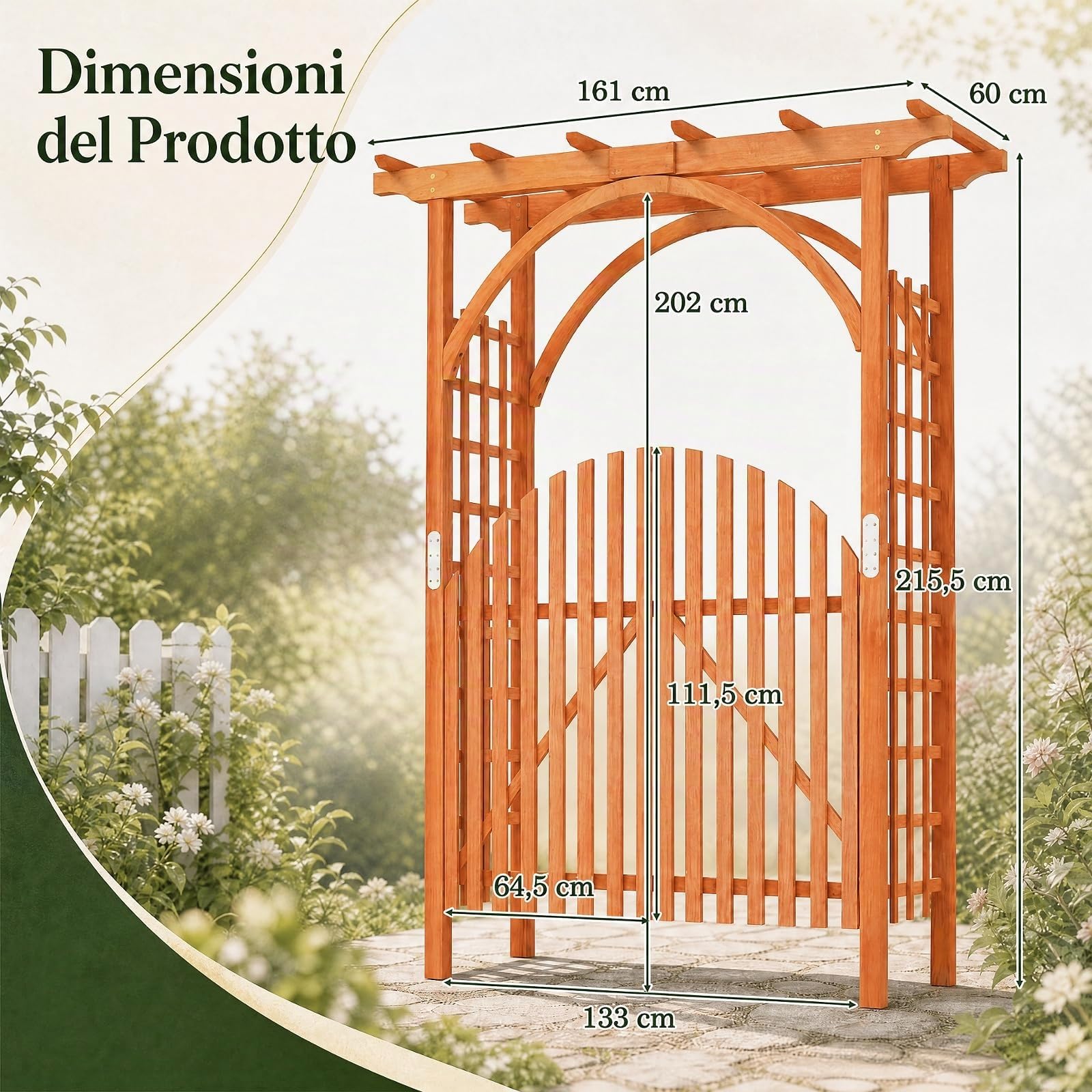 COSTWAY Arco da Giardino in Legno Abete, Pergola per Piante Rampicanti
