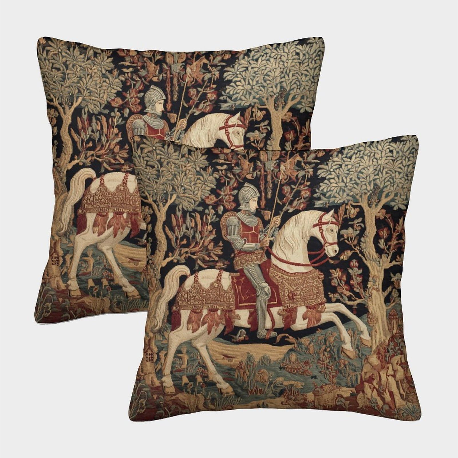 Kaiyun Style-3 2 Pack Medieval Knights Luxury Digital Printed Soft 3D Themed Square Cushion Cover 45X45cm