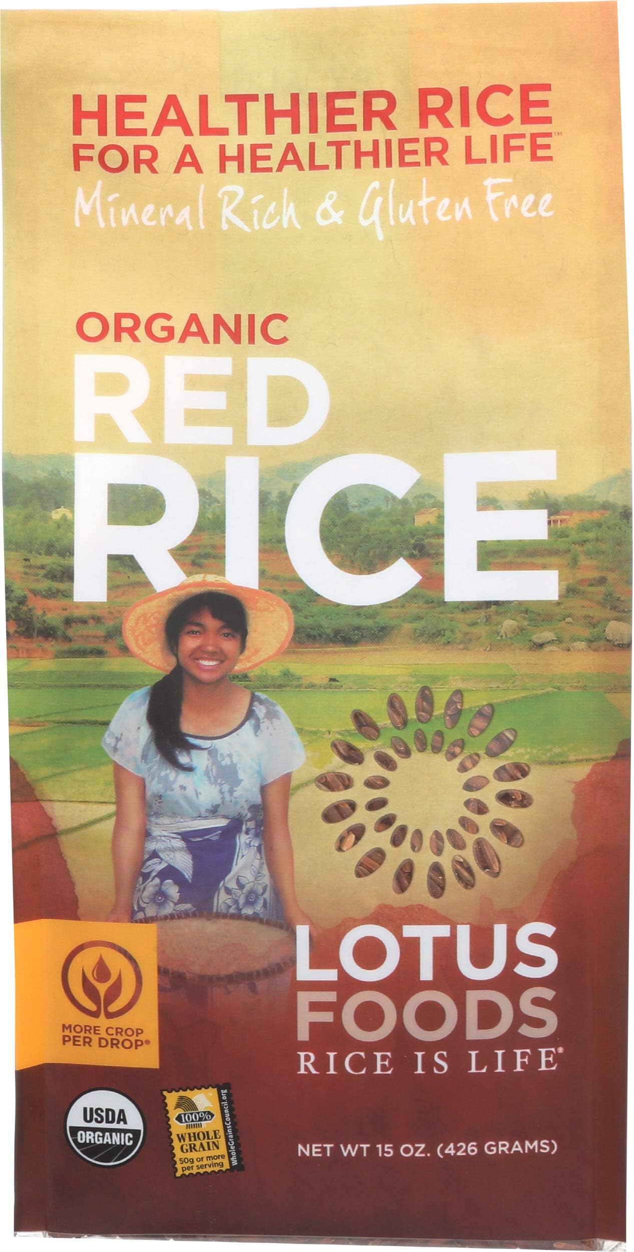 Lotus Foods, Heirloom Bhutan Red Rice, Gluten Free, 15 Oz