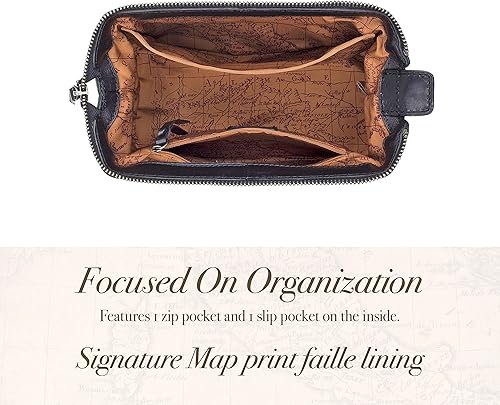 Miniatura 3 de Patricia Nash  Funda de viaje de cuero para artículos de aseo  Neceser de viaje para hombre Bronceado