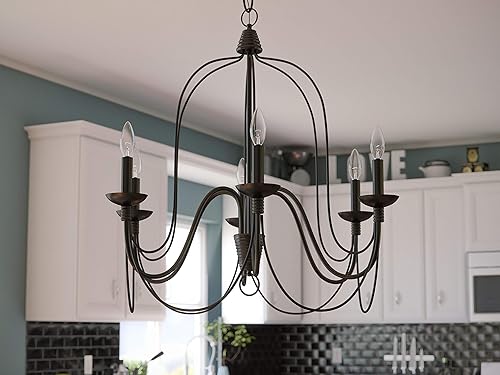 Miniatura 7 de Kenroy Home 93066ORB Pannier - Candelabros de 6 luces, grandes, bronce aceitado