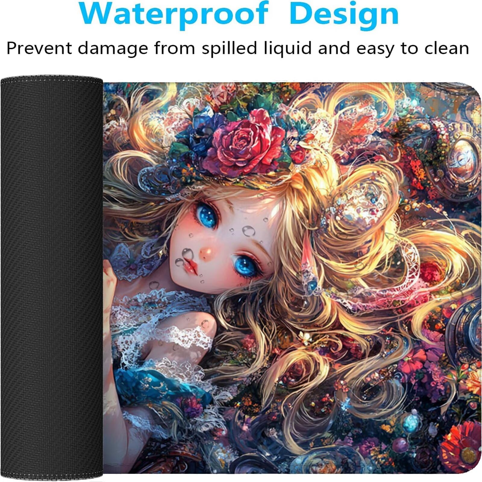 Tappetino Mouse Gaming XXL 1200x600x3mm,Tappetino Mouse Fumetto Design con Bordi Cuciti,Ragazza Mouse Pad Gaming Accessori per Migliora Precisione e Velocità,Extended Keyboard Pad per Scrivania,o-1887