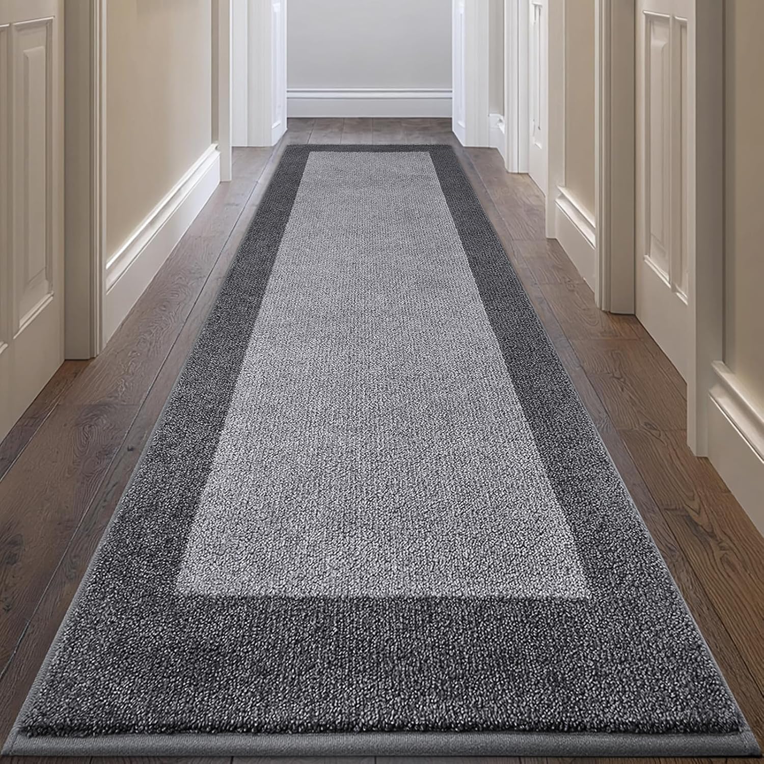 Machine Washable Runner Rug 32" x 96", Non Slip Kitchen Mat for Floor, Absorbent Entryway Rug for Kitchen, Bedroom, Living Room, Hallway, Door (Roll Packing) 32" x 96" Grey