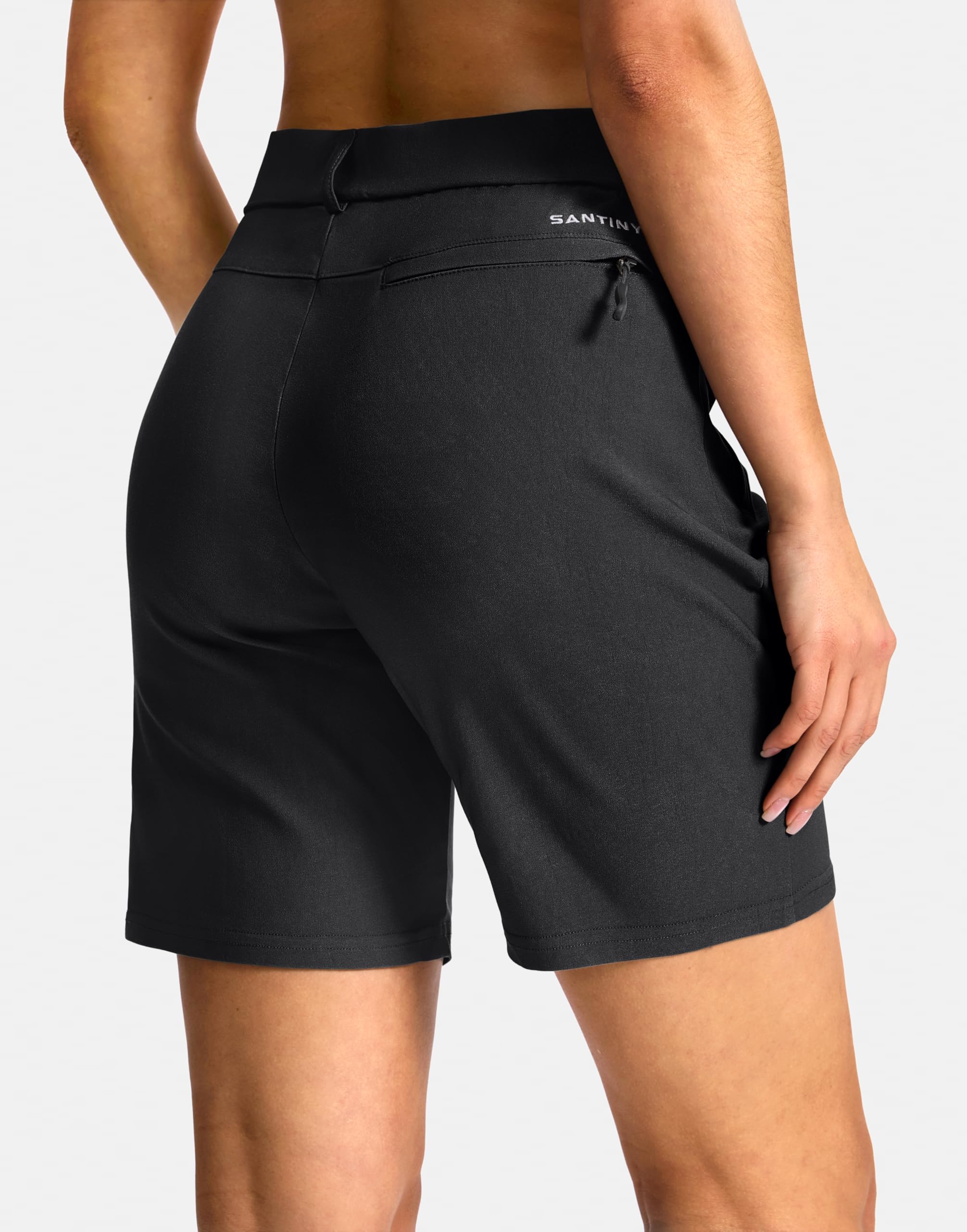 SANTINY Women's 5"/7" Hiking Golf Shorts with 3 Pockets Stretch Quick Dry Outdoor Travel Work Shorts for Women Casual Summer — view 2