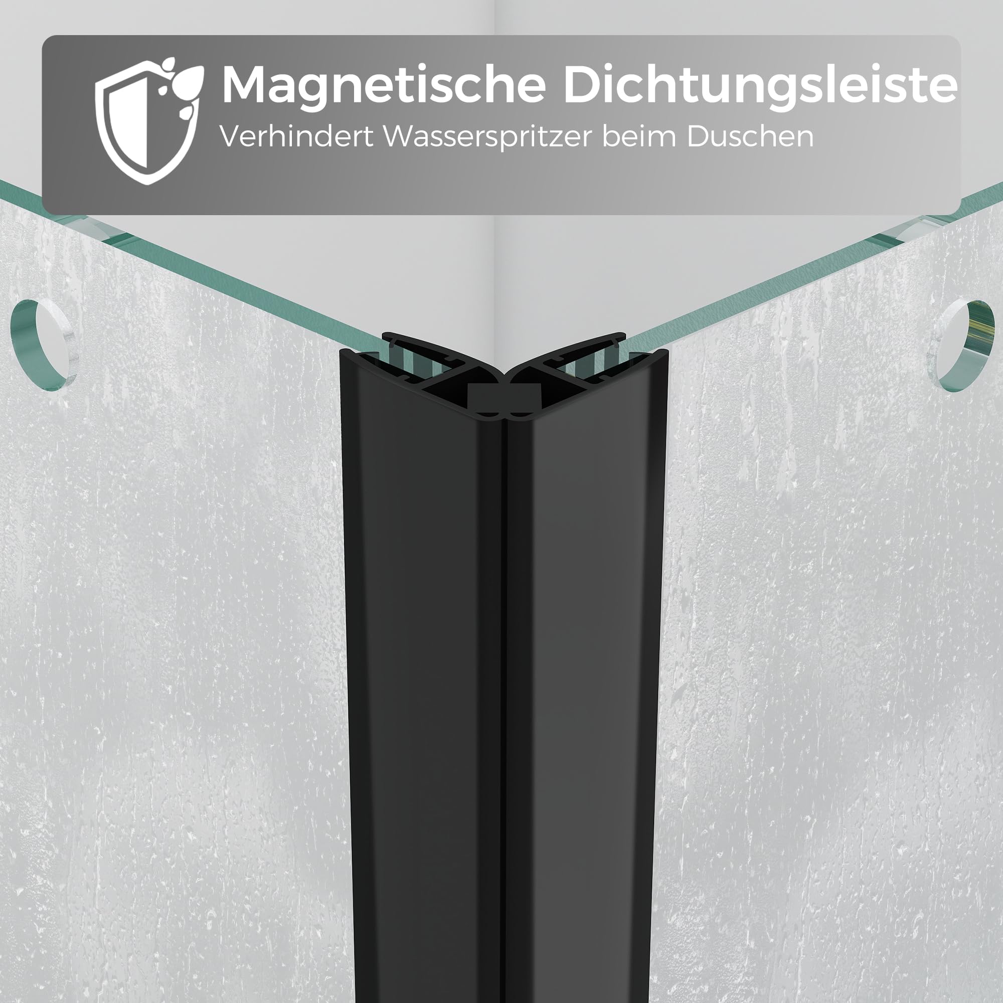 STARLEAD Duschkabine Variabel 75-90 cm – Flexibler Eckeinstieg Passend für Duschkabine 90x90 & 80 x 80, 180cm 4mm ESG Sicherheitsglas, Magnetdichtung, Moderne Komplettdusche, Schwarz Matt
