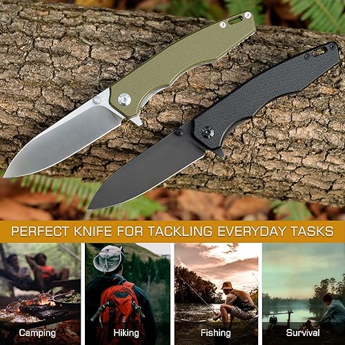 Miniatura 4 de REMETTE Handfeel - Cuchillo de bolsillo plegable hoja 9Cr18MoV rodamiento de bolas de cerámica apertura abatible cuchillo de trabajo diario EDC con
