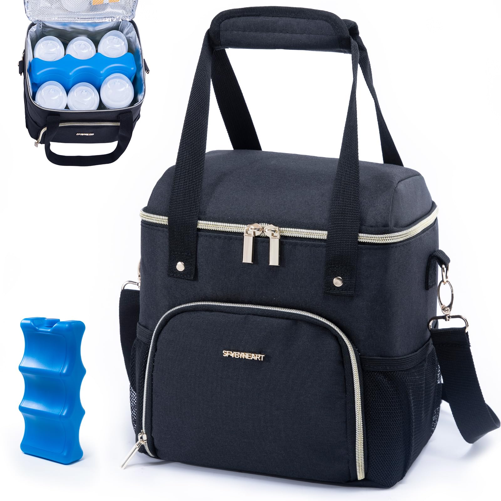 Mam Breastmilk Cooler Bag with Ice Pack for 4 Bottles - See-through Breast Pump Bag for Baby Bottles 4oz-9oz