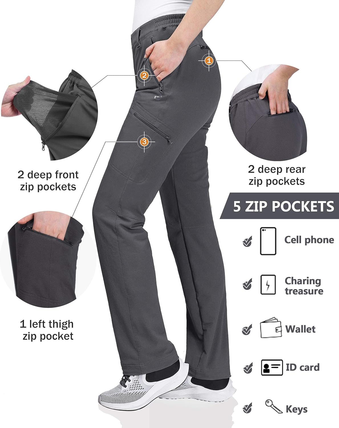 Outdoor Ventures Women's Cargo Hiking Pants, Quick Dry Stretchy Roll Up Outdoor Pants for Camping, Golf, Fishing - Image 5