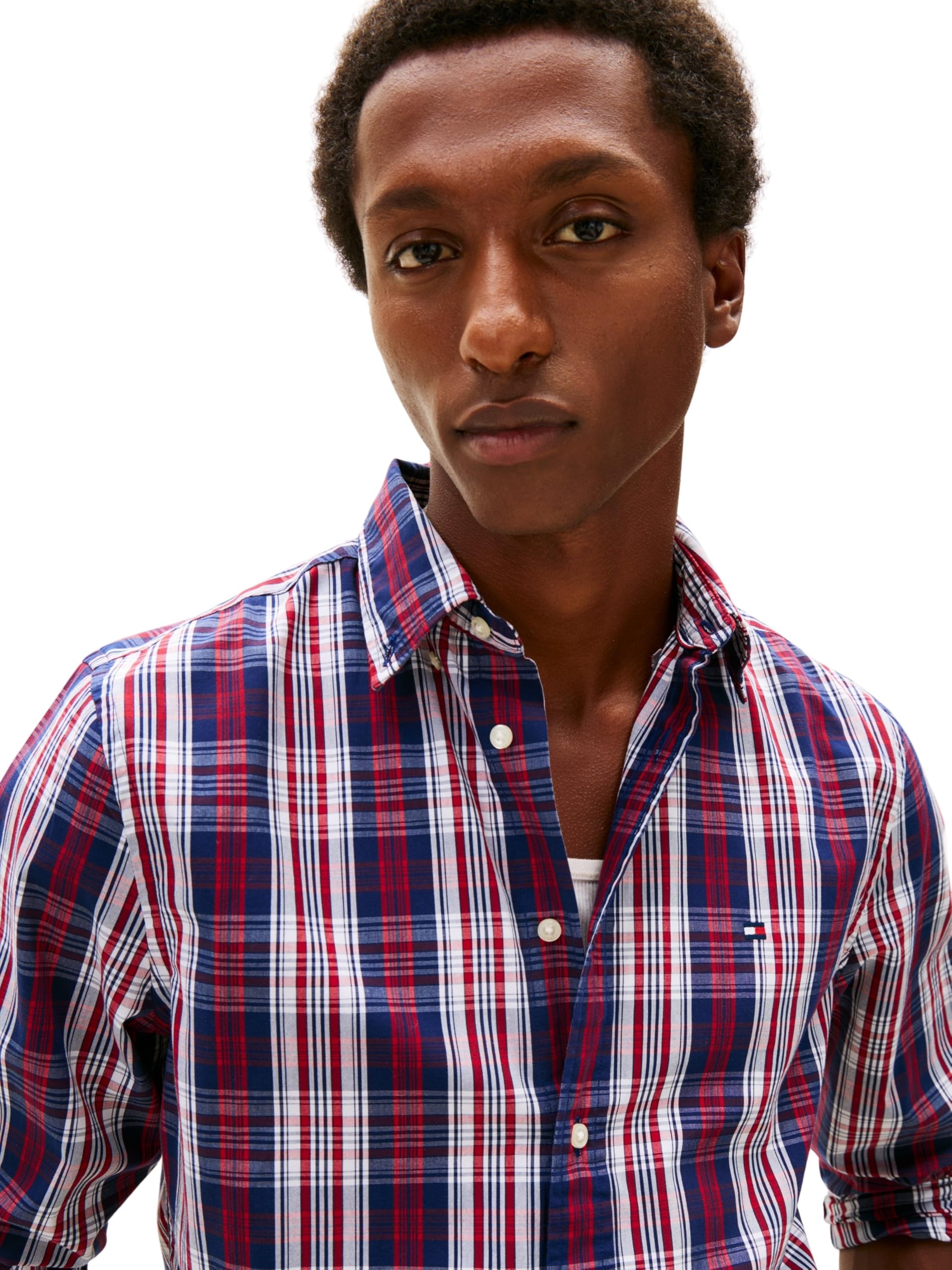 Tommy Hilfiger Koszula L/S Mężczyźni Flex Poplin Medium Check Shirt Mw0mw41712