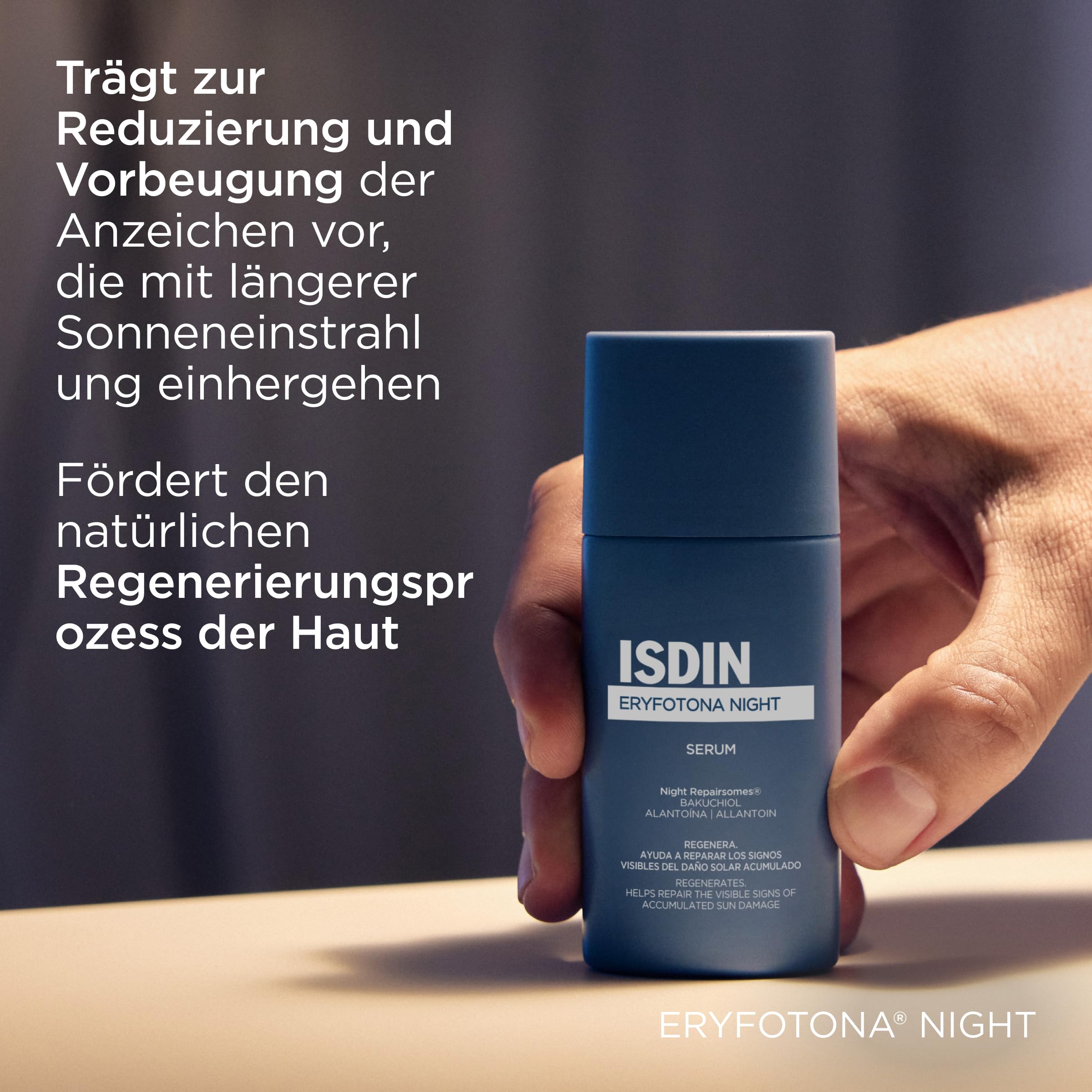 ISDIN Eryfotona Night Nachtserum - Repariert Sonnenschäden & Erneuert die Haut - Begleitpflege bei Aktinischer Keratose - Mit Melatonin & Bakuchiol, 50ml