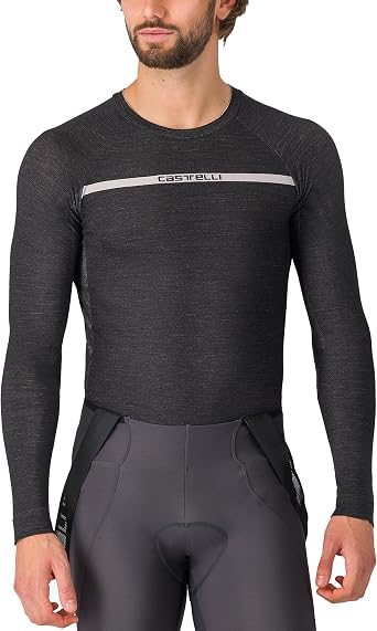 CASTELLI Mens Merino Seamless Baselayer, Long Sleeve Merino Wool for Road Cycling & Gravel Biking