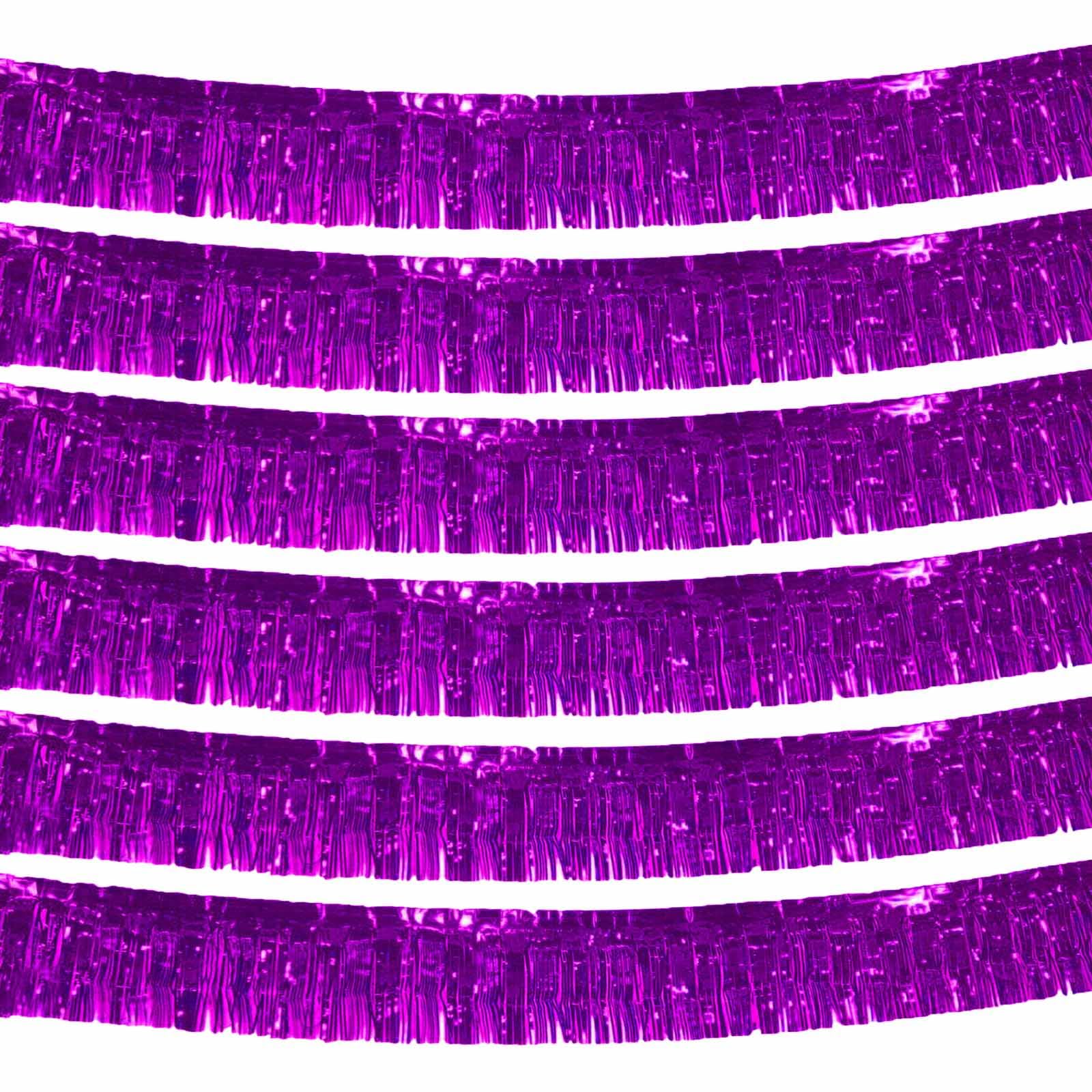 6 Stück 3 m Metallfolie Fransen Lametta Fransen Girlande Wandbehang Banner für Parade Floats, Hochzeit, Halloween, Junggesellinnenabschied, Geburtstag (lila)