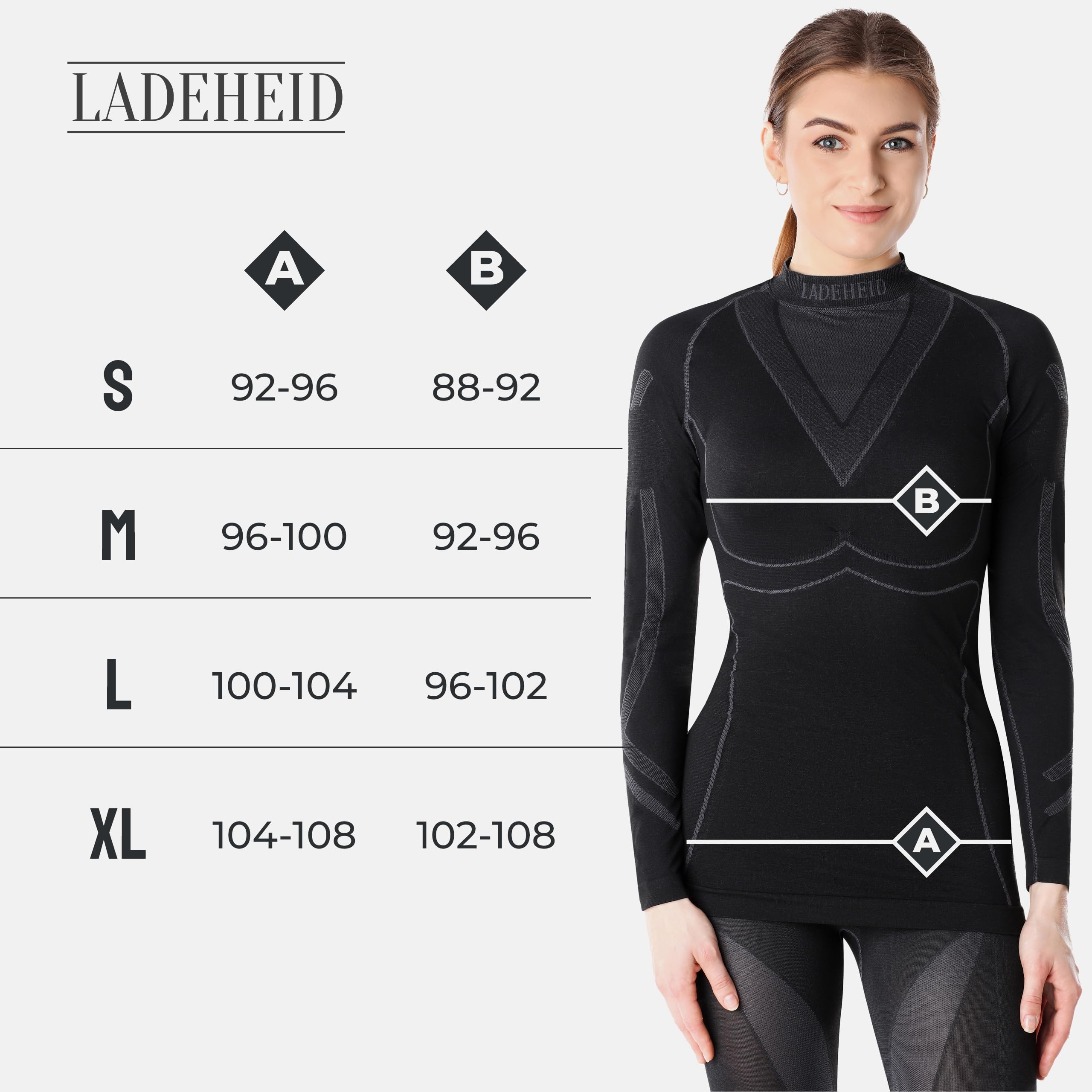 Ladeheid Shirt Thermique Manches Longues sous-vêtements Femme LAGI004