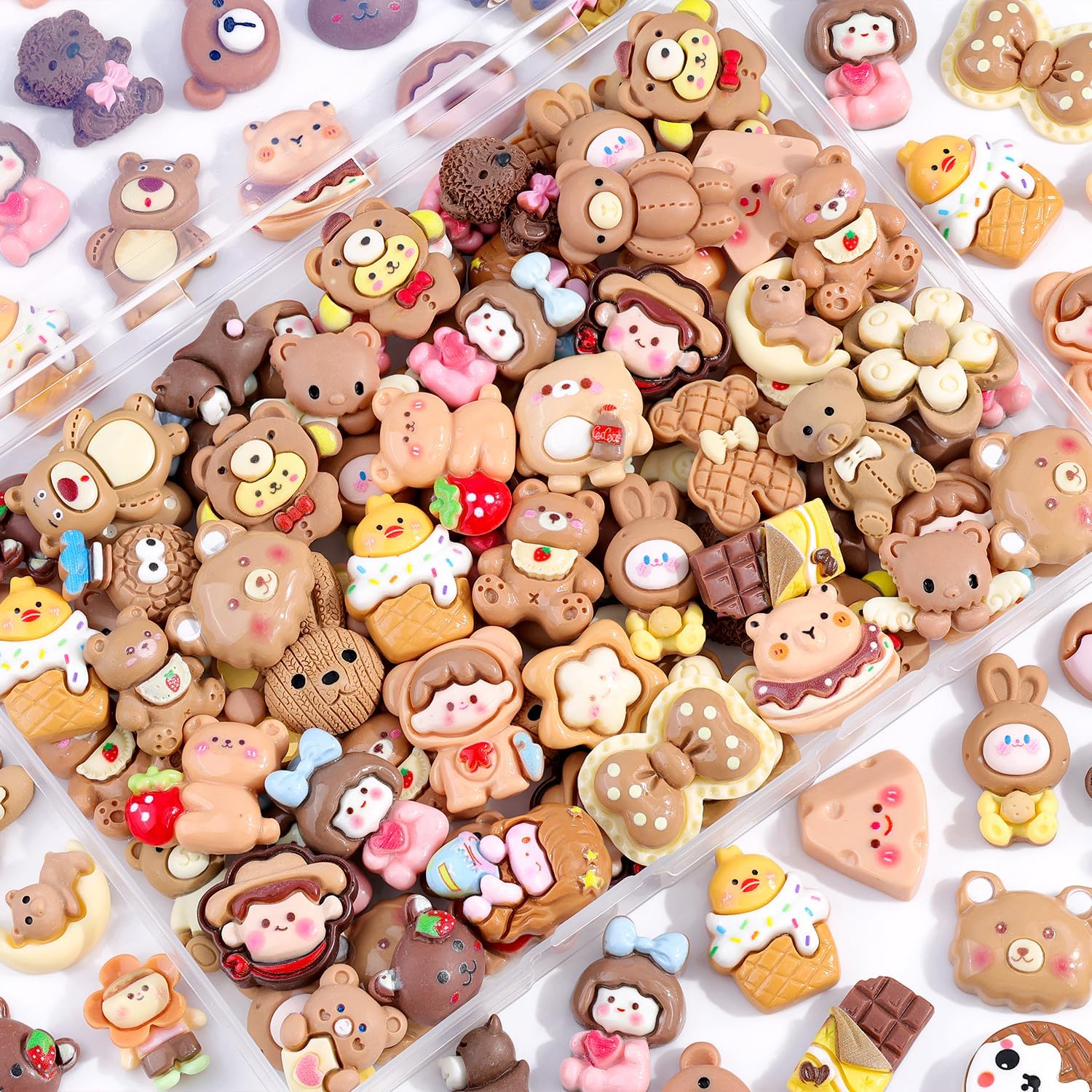 60PCS Pink Slime Charms Cute Flatback Resin Charms for Slime, Random Kawaii Decoden Charm for Embellishments Phone Junk Case Charms Bulk Rainbow Bow Heart Lollipop, Scrapbooking DIY Decor