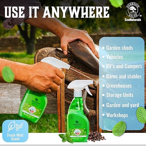Miniatura 2 de Gardenix Decor Spray repelente de roedores  8 oz listo para usar en aerosol de aceite de menta natural para interiores y exteriores. Spray de aceite