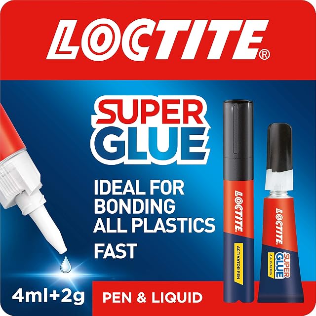 Loctite Super Glue All Plastics, Strong Plastic Glue, Easy to Use Instant Super Glue, Convenient Size 1x2g + 4ml