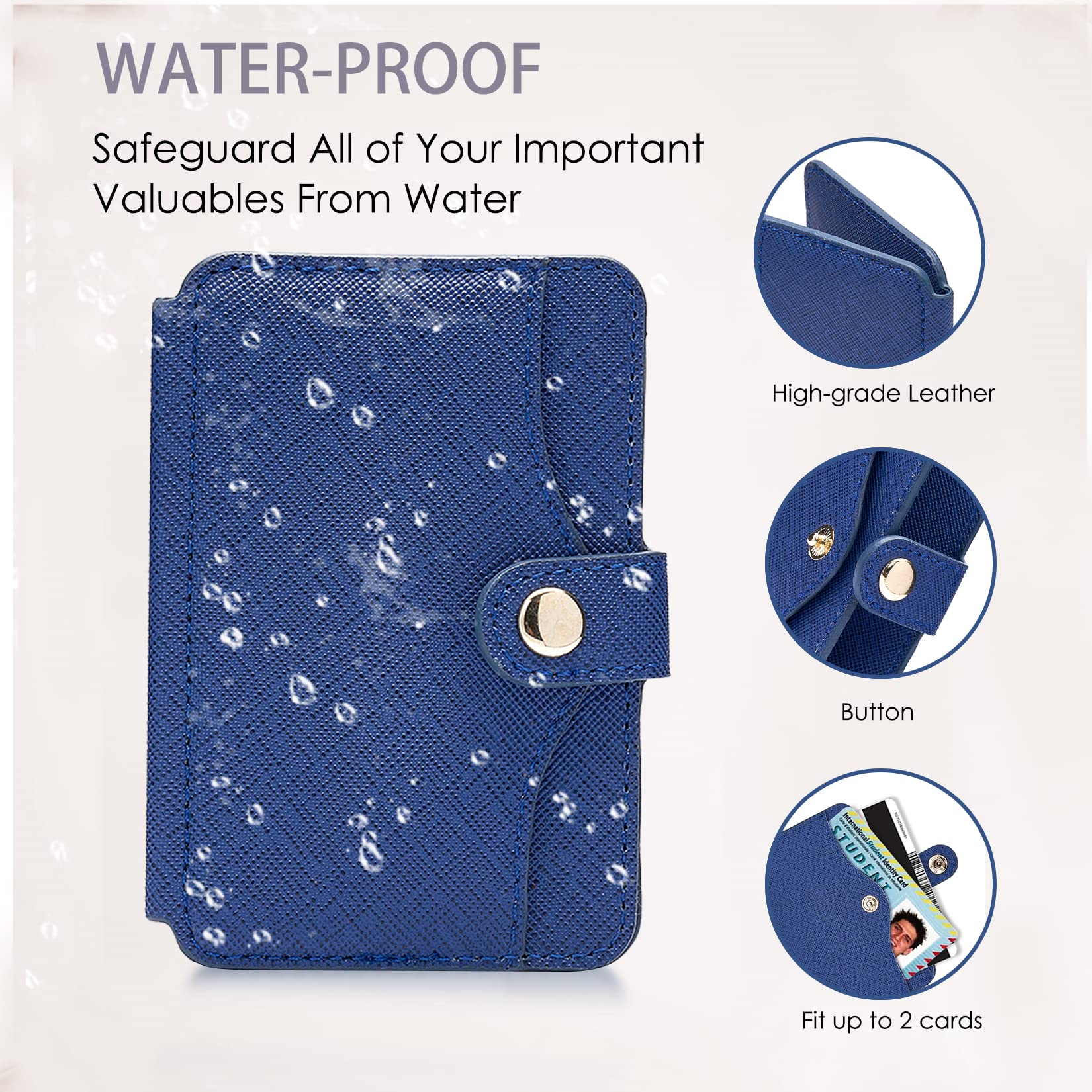 M-Plateau Tarjetero, billetera para hombre, con adhesivo delgado 3M, compatible con iPhone 14 Pro y la mayoría de teléfonos inteligentes (azul marino)