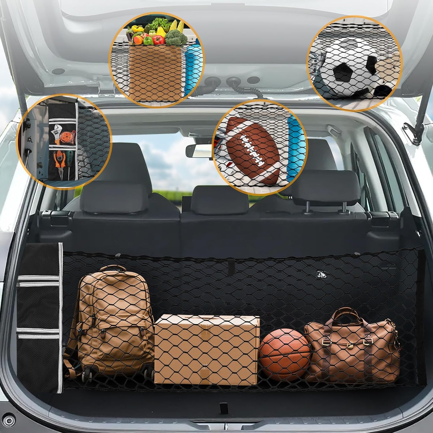 Cargo Net for Jeep Grand Cherokee/Grand Cherokee L 4XE Trailhawk Limited X SRT 2000-2025 2026 Accessories SUV Car Trunk Mesh Carrier Organizer Storage Netting Automotive Divider