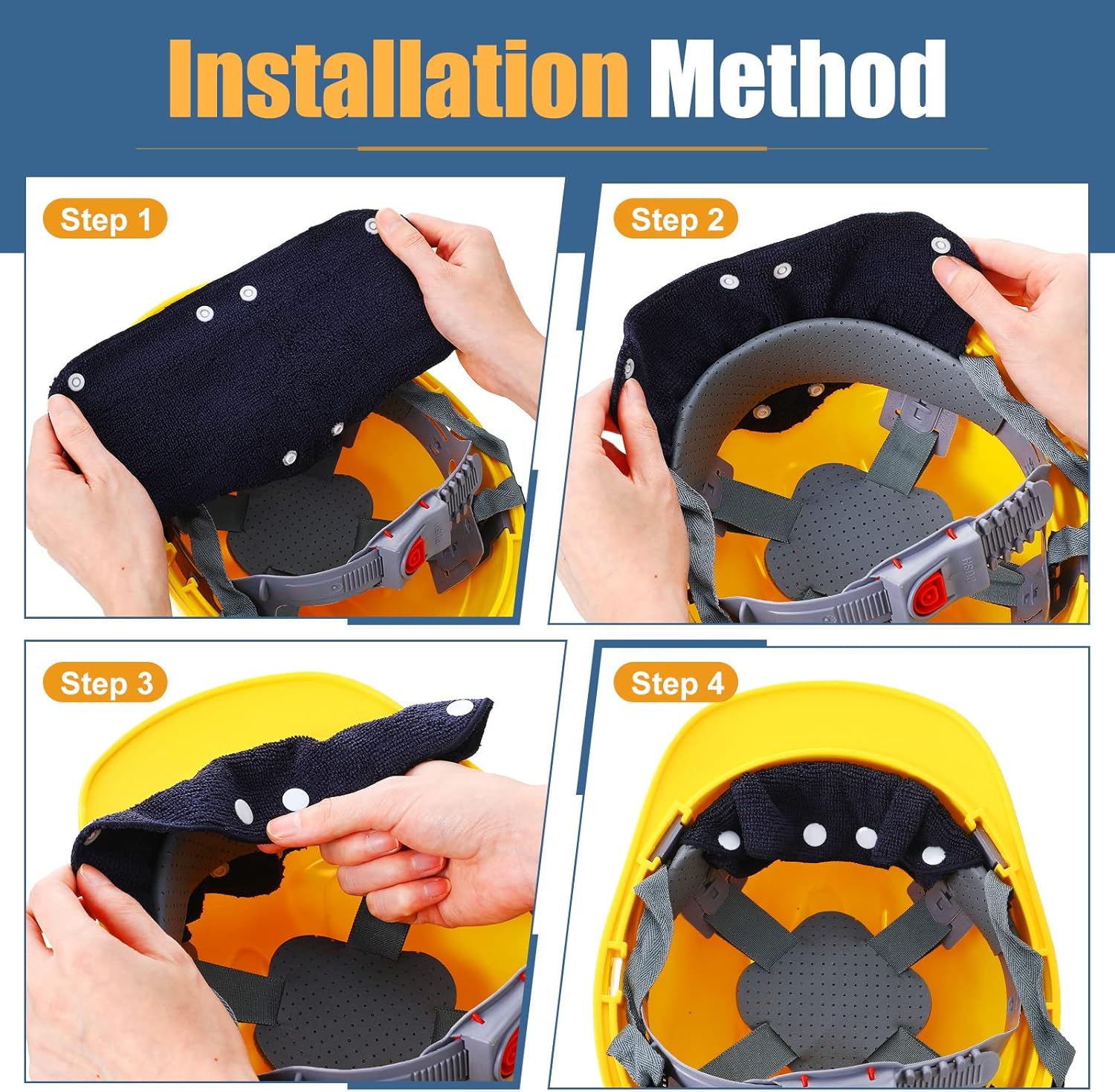 100 Pcs Hard Hat Sweatband Hard Hat Liner Hard Hat Accessories Hardhat Sweatband Cotton Hard Hat Liner, Reusable Hardhat Sweatbands, Blue
