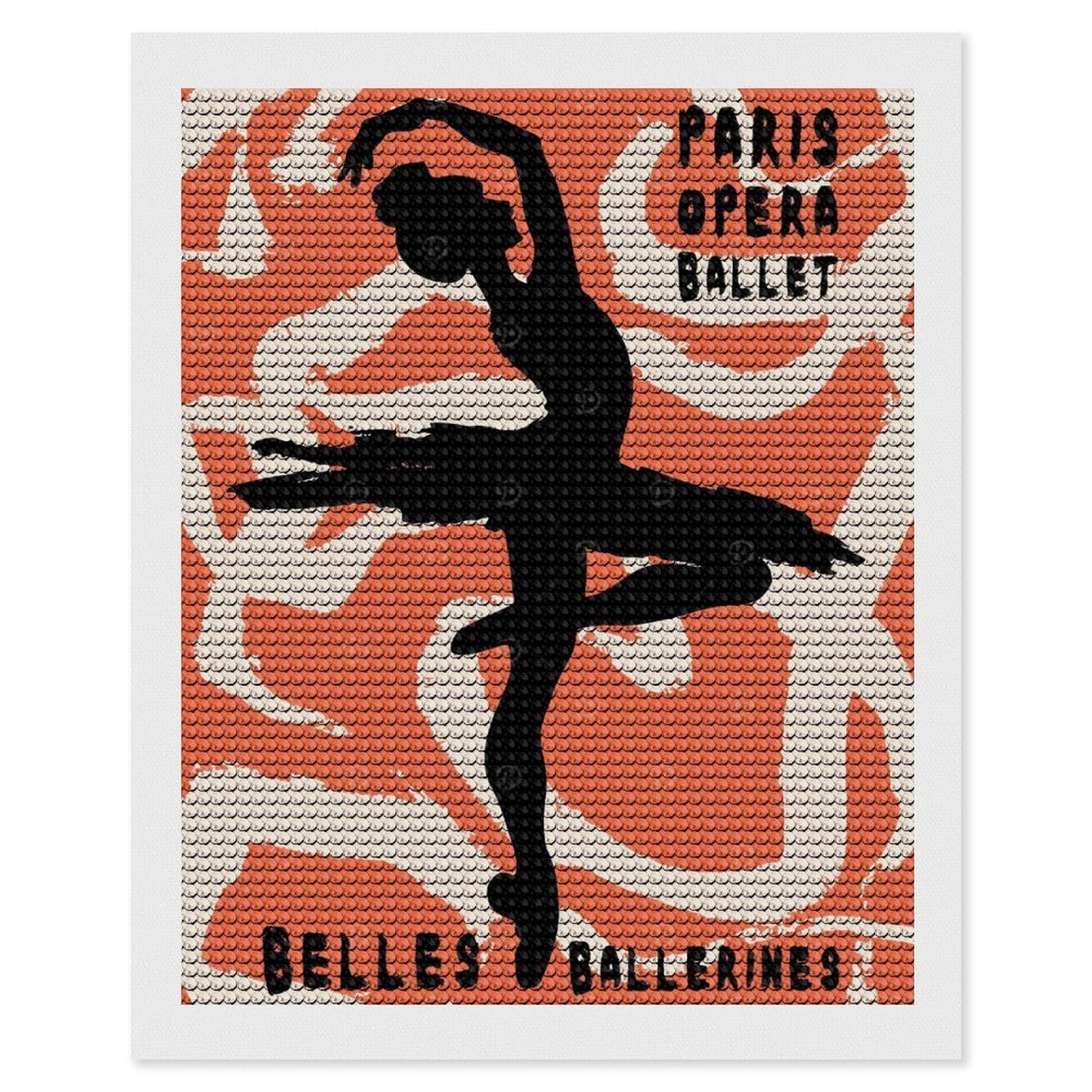 Junmoney Belles Ballerines Diamond Painting Canvas Set 16"x20", for Beginners, Complete Accessories, Christmas Gift, Modern Decor